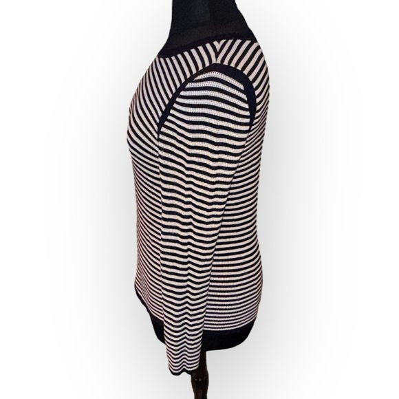 TALBOTS CREWNECK SWEATER - SCALLOP STRIPE Navy Women’s L - Picture 3 of 15